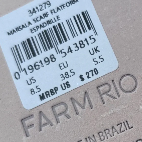 NWT FARM Rio Scarf Espadrilles Size: 8.5 New with box - Picture 11 of 11